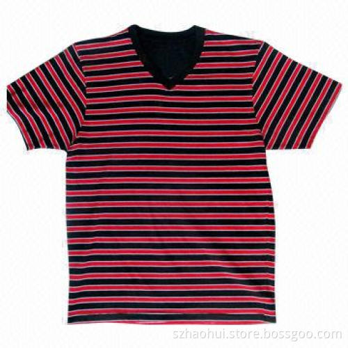 Yarn Dyed Cotton Men's V-neck T-shirt